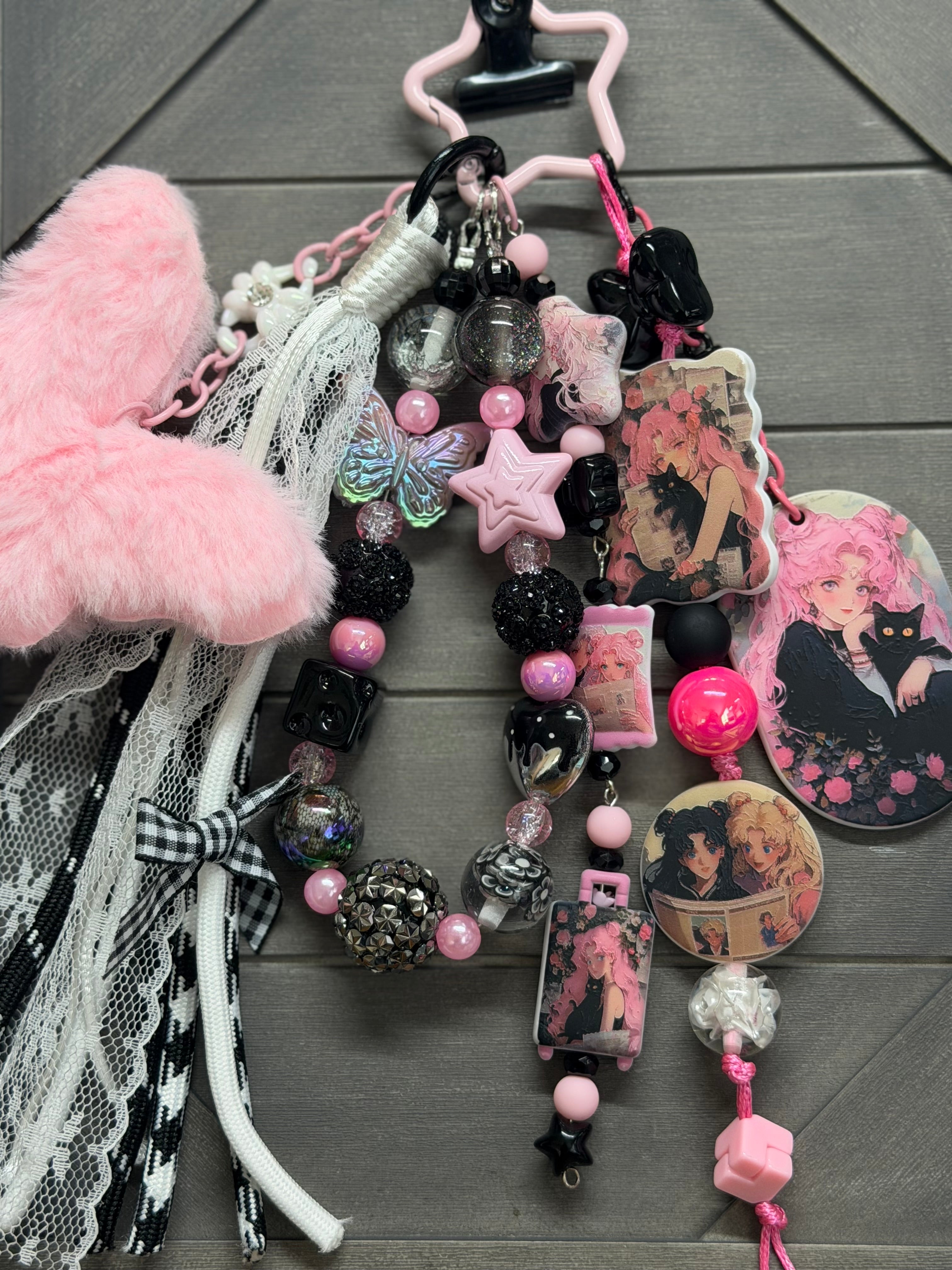 Pink and Black Anime Charm